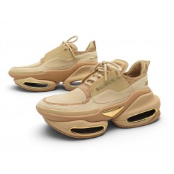 NEUF CHAUSSURES BALMAIN BASKETS B-BOLD 36 TOILE DAIM & PVC BEIGE SNEAKERS 895€
