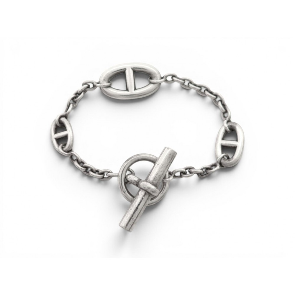 BRACELET HERMES FARANDOLE H104567B CHAINE D'ANCRE 16CM EN ARGENT 925 25GR BANGLE