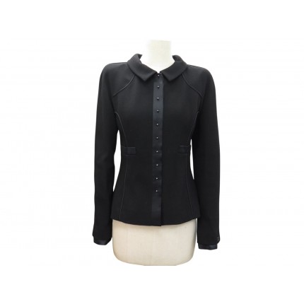 NEUF VESTE CHANEL CINTREE BOUTONS PERLES P19762 S 36 LAINE NOIRE JACKET 6000€