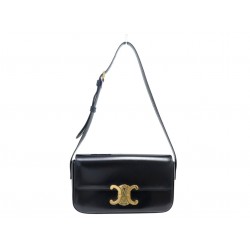 SAC A MAIN CELINE CLAUDE 194143 POCHETTE CUIR VEAU BRILLANT NOIR HAND BAG 2450€