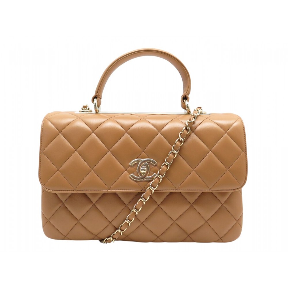 NEUF SAC A MAIN CHANEL TRENDY CC HANDLE CUIR MATELASSE CAMEL BANDOULIERE 6700€