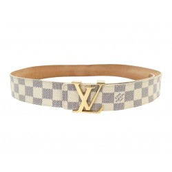 NEUF CEINTURE LOUIS VUITTON BOUCLE LV INITIALS M9609 T95 DAMIER AZUR BELT 495€