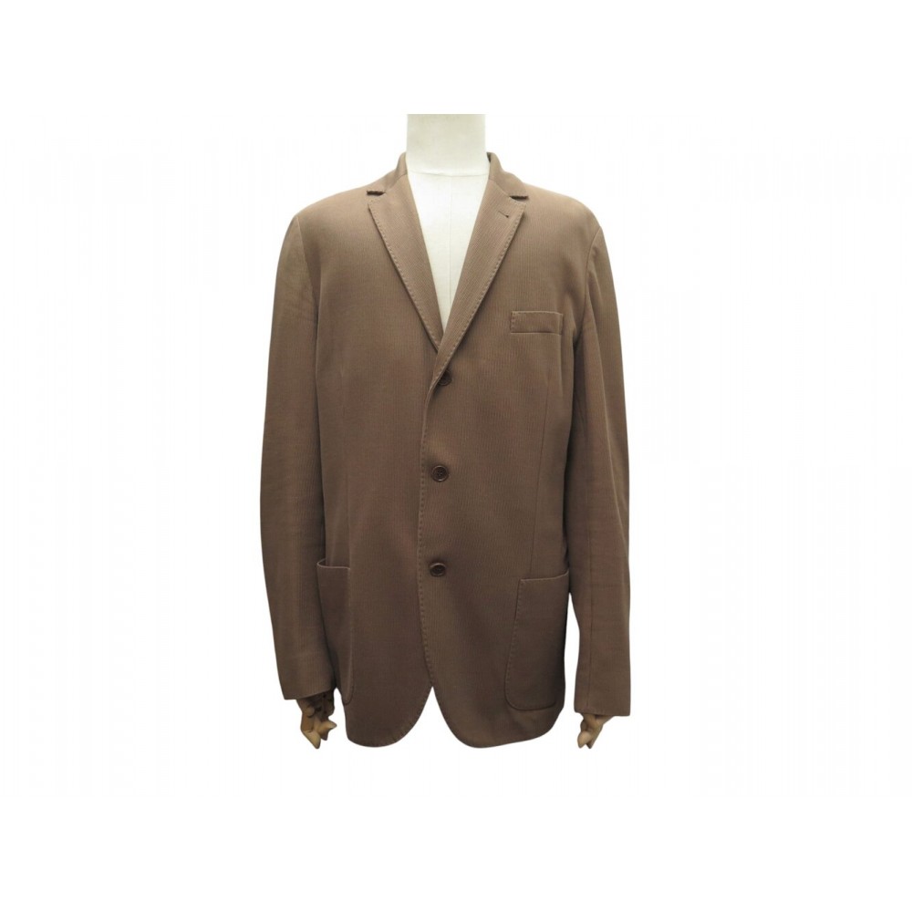 VESTE D'ETE LORO PIANA FAI0746 XL 56 MAILLES COTON MARRON SUMMER JACKET 2100€