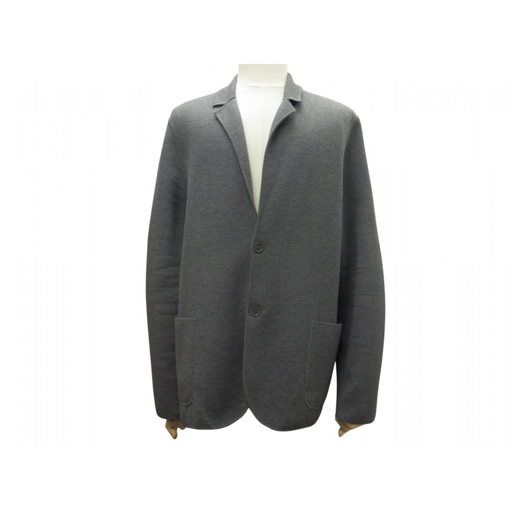 NEUF VESTE LORO PIANA FAI2303 MAILLES LAINE VIERGE GRISE XL 56 WOOL JACKET 2100€