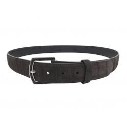 CEINTURE LORO PIANA T105 CUIR SUEDE FACON CROCO MARRON BROWN LEATHER BELT 490€