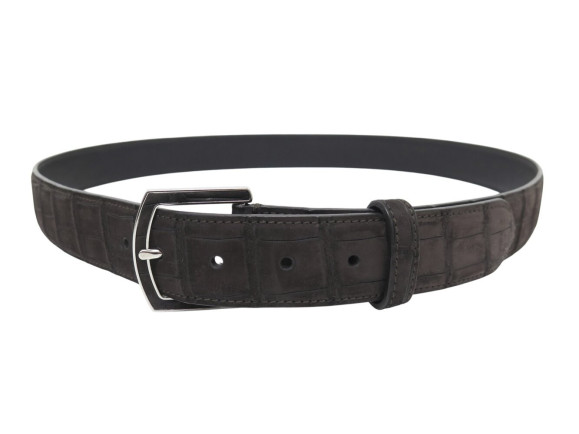 ceinture loro piana t105 cuir suede facon croco marron