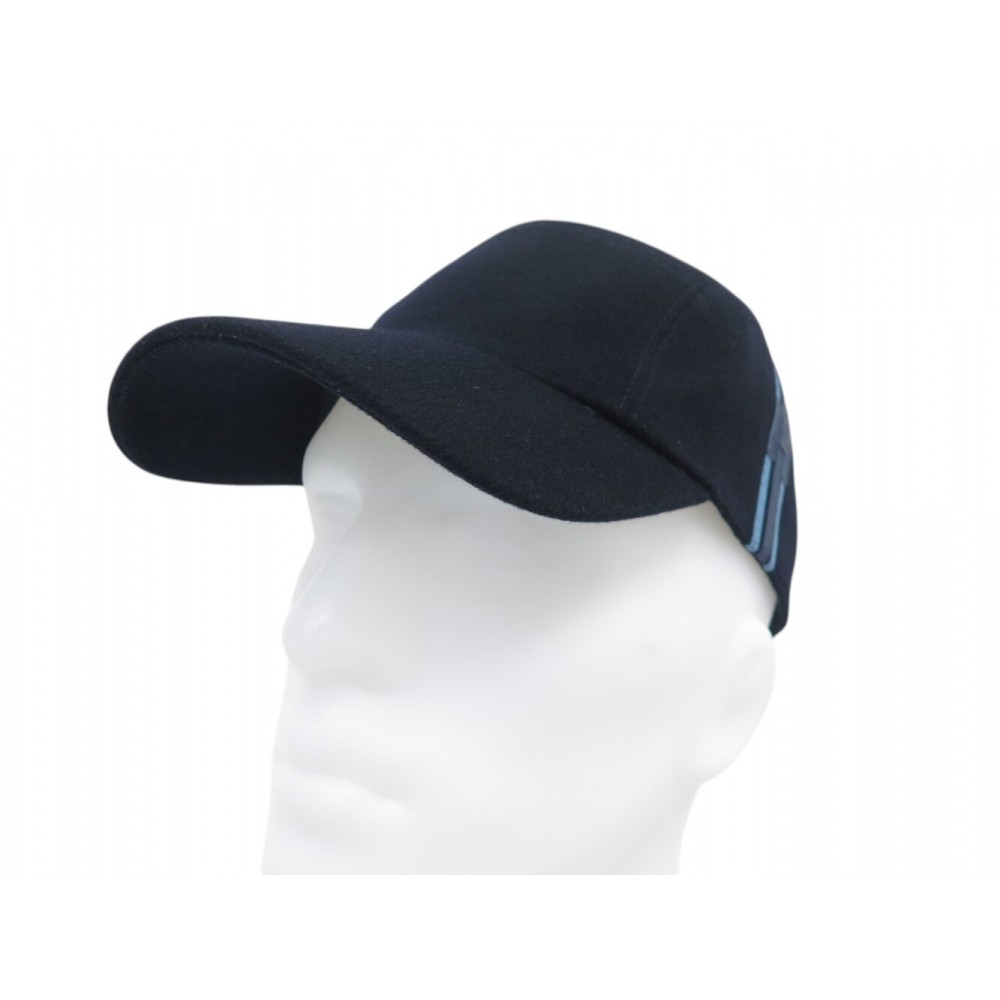 NEUF CASQUETTE HERMES NEVADA H STRIP H242068N L 59 CACHEMIRE BLEU CAP HAT 430€