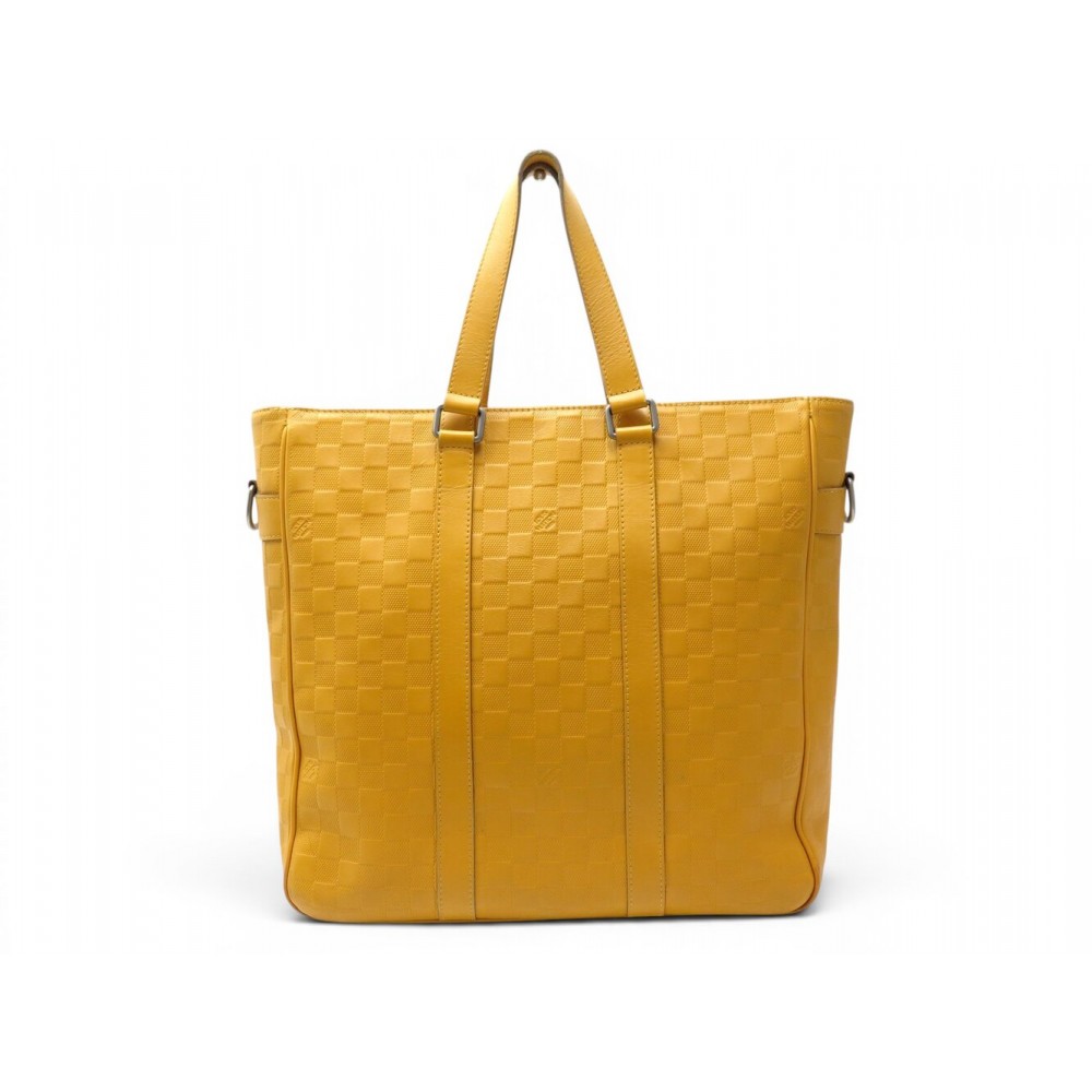SAC A MAIN LOUIS VUITTON TADAO SOLAR N41228 CUIR DAMIER EMPREINTE JAUNE 1700€