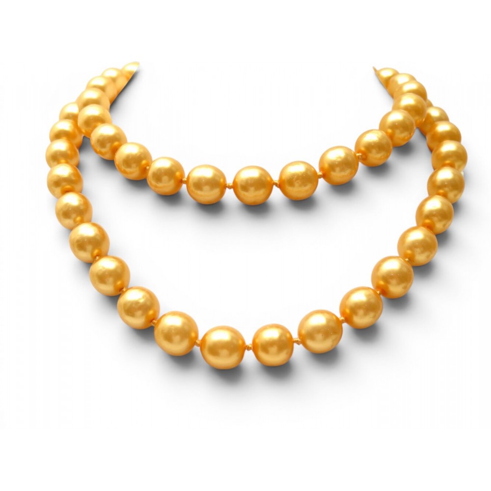 VINTAGE COLLIER CHANEL SAUTOIR EN PERLES DE VERRE DORE CASTELLANE 1987 NECKLACE