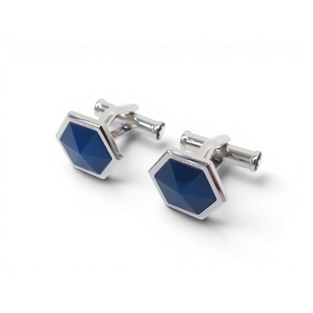 NEUF BOUTONS DE MANCHETTE MONTBLANC SARTORIAL 118600 ACIER LAQUE CUFFLINKS 435€