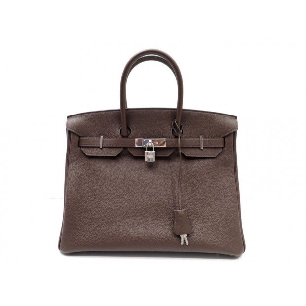  SAC A MAIN HERMES BIRKIN 35 CM CUIR TOGO CACAO 