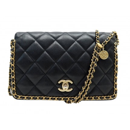 SAC A MAIN CHANEL CHAIN AROUND RABAT AS3468 CUIR CAVIAR MATELASSE NOIR BAG 7500€