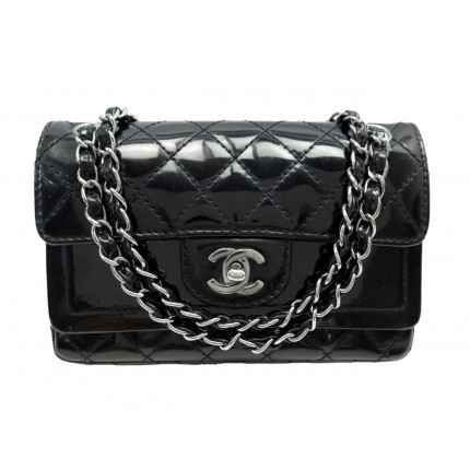SAC A MAIN CHANEL MINI CLASSIQUE DOUBLE RABAT EN CUIR NOIR MATELASSE PURSE 5050€