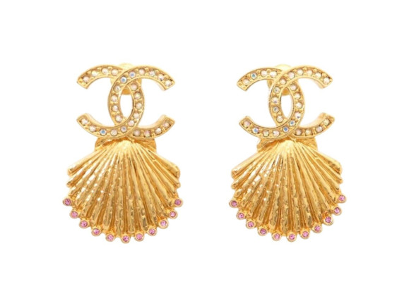 boucles d'oreilles chanel aba063 coquillage logo
