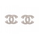 NEUF BOUCLES D'OREILLES CHANEL LOGO CC & STRASS METAL NEW SILVER EARRINGS 650€
