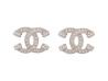 boucles d'oreilles chanel logo cc strass metal