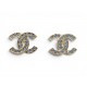 NEUF BOUCLES D'OREILLES CHANEL PUCES LOGO CC DORE & STRASS BOITE EARRINGS 690€