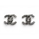 NEUF BOUCLES D'OREILLES CHANEL LOGO CC EN METAL RUTHENIUM + BOITE EARRINGS 590€
