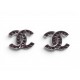 NEUF BOUCLES D'OREILLES CHANEL PUCES LOGO CC ARGENTE STRASS ROUGE EARRINGS 690€