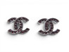  boucles d'oreilles chanel puces logo cc argente