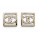 NEUF BOUCLES D'OREILLES CHANEL PENDANTES LOGO CC CARRE STRASS NEW EARRINGS 1090€