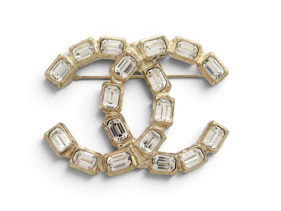 broche chanel logo cc serti de gros strass