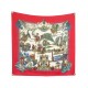 FOULARD HERMES AU FIL DE LA SOIE FAIVRE CARRE 90 ROUGE SOIE RED SILK SCARF 580€