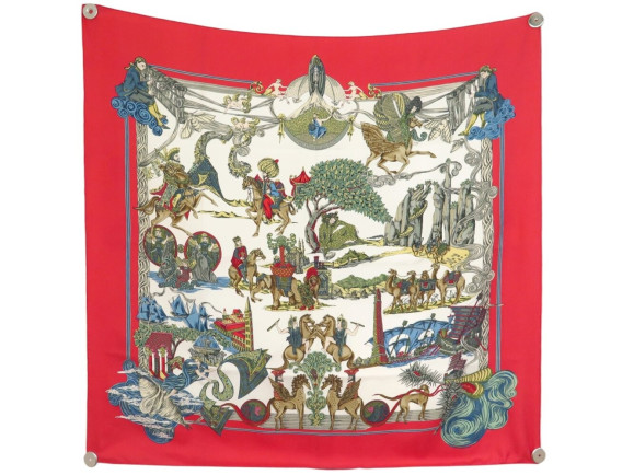 foulard hermes au fil de la soie faivre carre 90 rouge