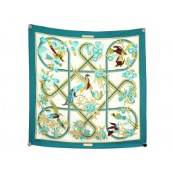 FOULARD HERMES CARAIBES CARRE 90 1ERE EDITION 1974 EN SOIE BLEU SILK SCARF 580€