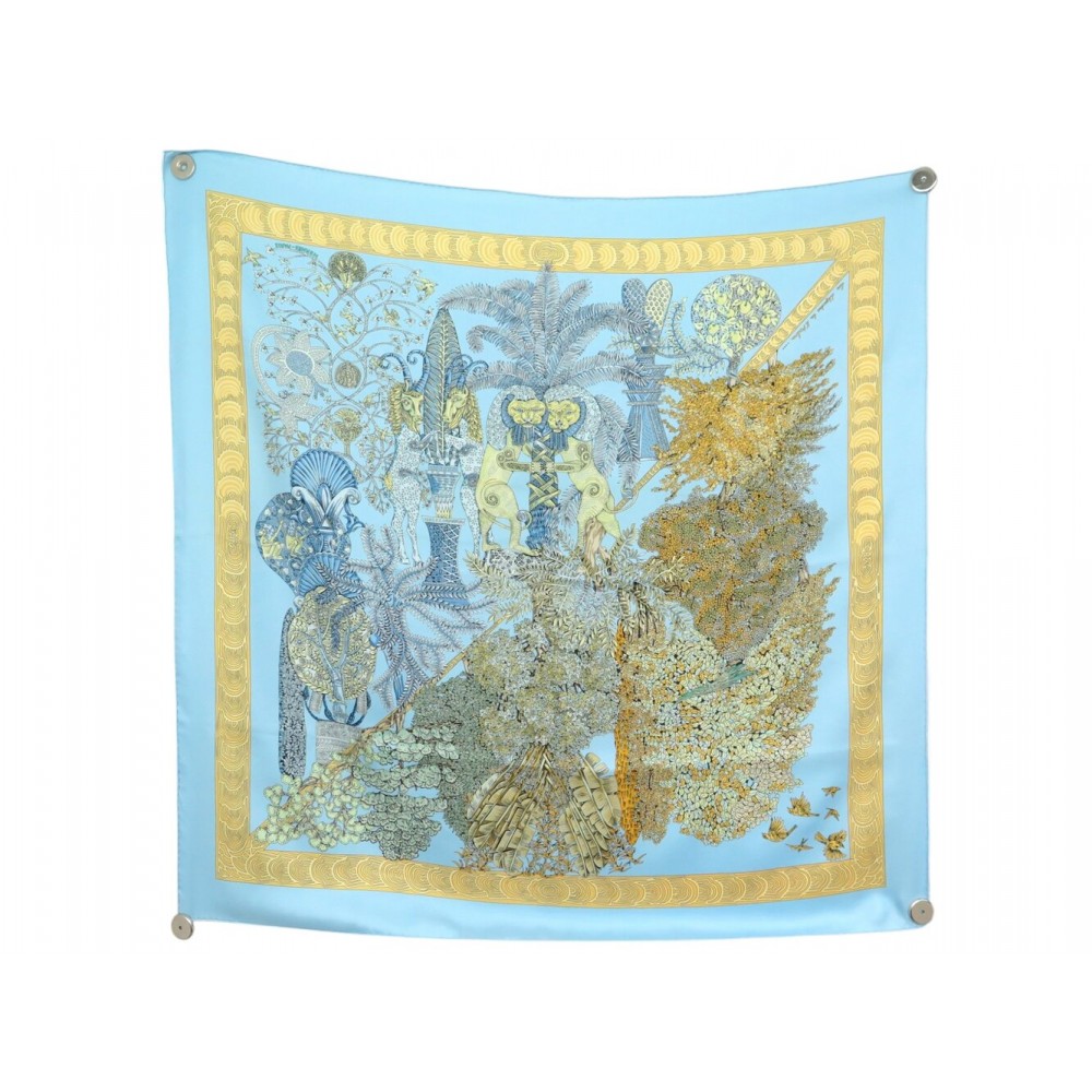 NEUF FOULARD HERMES LES LEGENDES DE L ARBRE FAIVRE CARRE 90 EN SOIE SCARF 580€