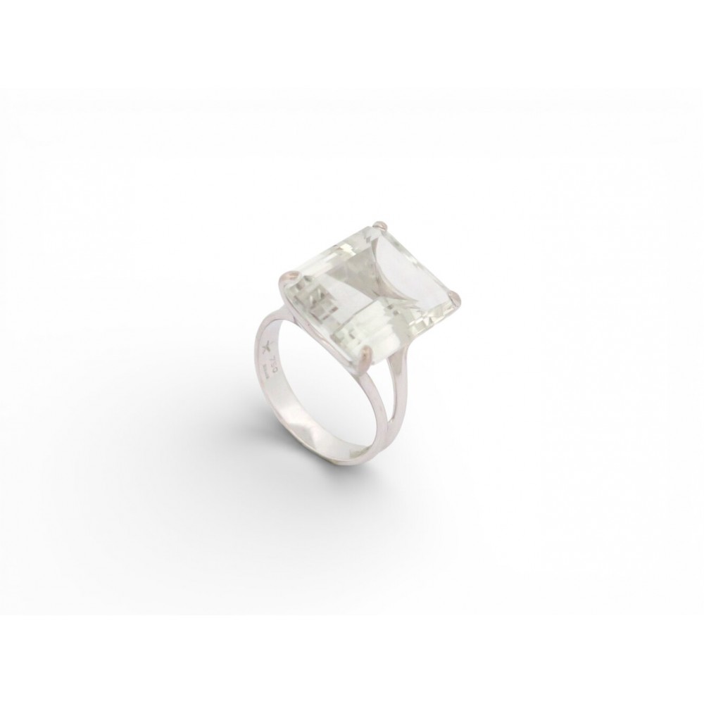 BAGUE STERN COCKTAIL T56 OR BLANC 18K PRASIOLITE 13.8 CT WHITE GOLD RING 1500€