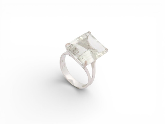 bague stern cocktail t56 or blanc 18k prasiolite 13.8