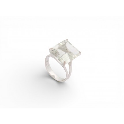 BAGUE STERN COCKTAIL T56 OR BLANC 18K PRASIOLITE 13.8 CT WHITE GOLD RING 1500€