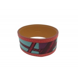 NEUF BRACELET HERMES PETIT H MANCHETTE T20 CUIR ET SOIE BOITE STRAP BANGLE 450€