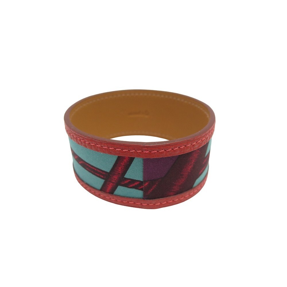 NEUF BRACELET HERMES PETIT H MANCHETTE T20 CUIR ET SOIE BOITE STRAP BANGLE 450€