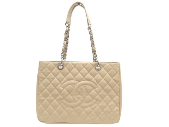 SAC A MAIN CHANEL SHOPPING GM LOGO CC EN CUIR CAVIAR BEIGE & PALLADIE BAG 6800€