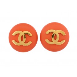 VINTAGE BOUCLES D'OREILLES CHANEL RONDES LOGO CC CASTELLANE 1985 CLIPS EARRINGS