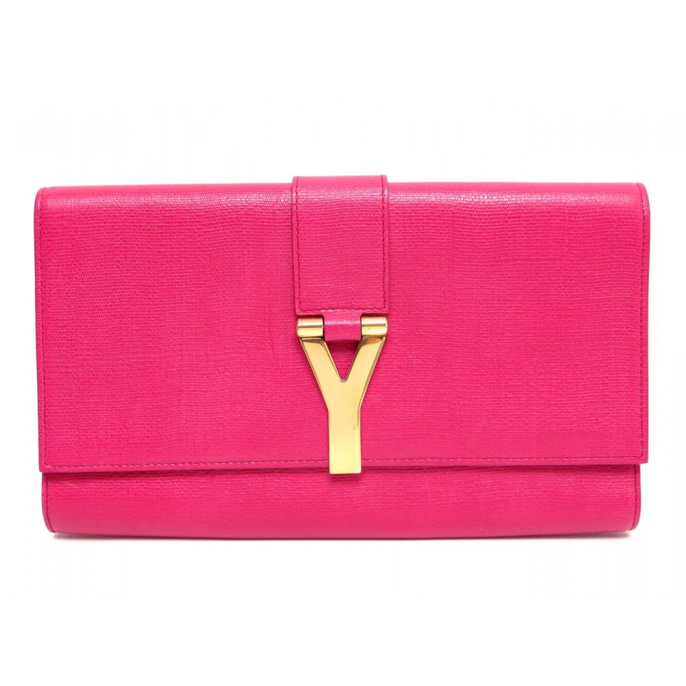 SAC A MAIN SAINT LAURENT POCHETTE CHYC 265701 CUIR ROSE POUCH CLUTCH BAG 1400€
