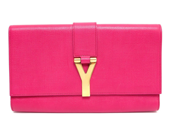 SAC A MAIN SAINT LAURENT POCHETTE CHYC 265701 CUIR ROSE POUCH CLUTCH BAG 1400€