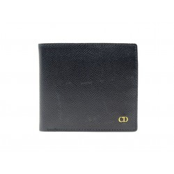 PORTEFEUILLE DIOR HOMME PORTE CARTES MONNAIE CUIR GRAINE BLEU BLUE WALLET 370€