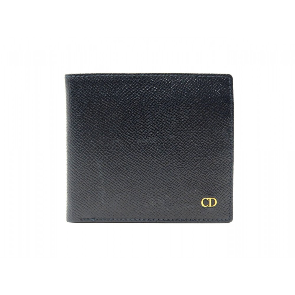 PORTEFEUILLE DIOR HOMME PORTE CARTES MONNAIE CUIR GRAINE BLEU BLUE WALLET 370€