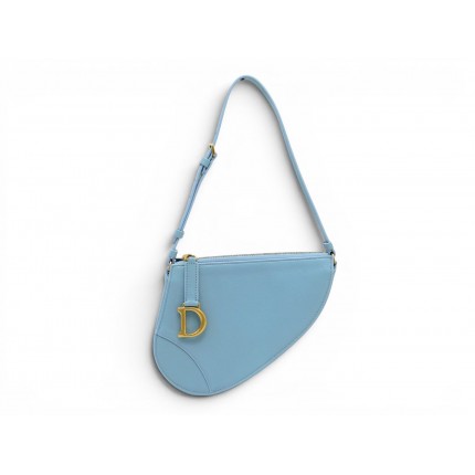 NEUF SAC A MAIN CHRISTIAN DIOR RODEO SADDLE S5909CCEH CUIR BLEU BAG PURSE 2000€