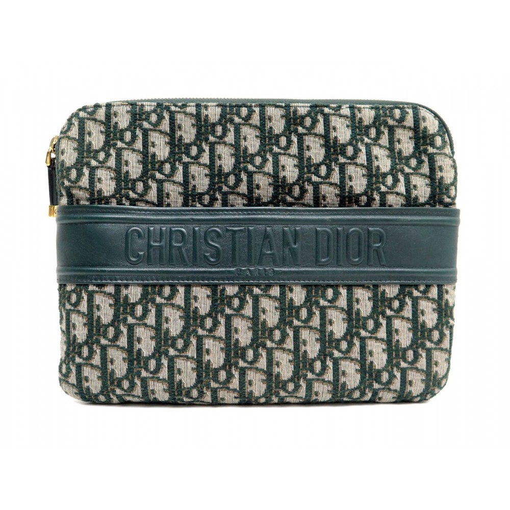 NEUF SAC A MAIN CHRISTIAN DIOR POCHETTE EN TOILE OBLIQUE TROUSSE POUCH BAG 1100€