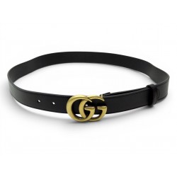 CEINTURE GUCCI GG MARMONT 414516 BOUCLE LOGO T85 EN CUIR NOIR LEATHER BELT 350€