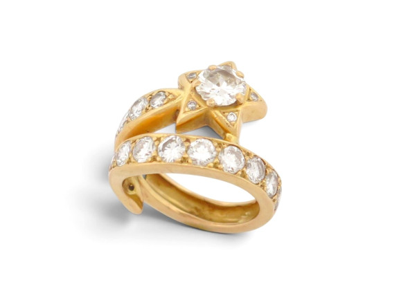 bague etoile filante diamants 3.5ct 54 or jaune 18k
