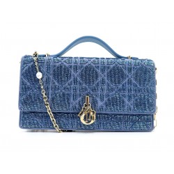 NEUF SAC A MAIN MY DIOR MINI MICRO PERLES CANNAGE S0980OIBE BLEU PURSE BAG 3700€