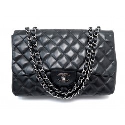 SAC A MAIN CHANEL TIMELLES JUMBO SIMPLE RABAT CUIR MATELASSE NOIR HANDBAG 10000€