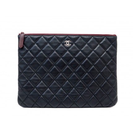 NEUF SAC CHANEL POCHETTE ZIPPEE CLASSIQUE CUIR MATELASSE A82545 POUCH BAG 1600€