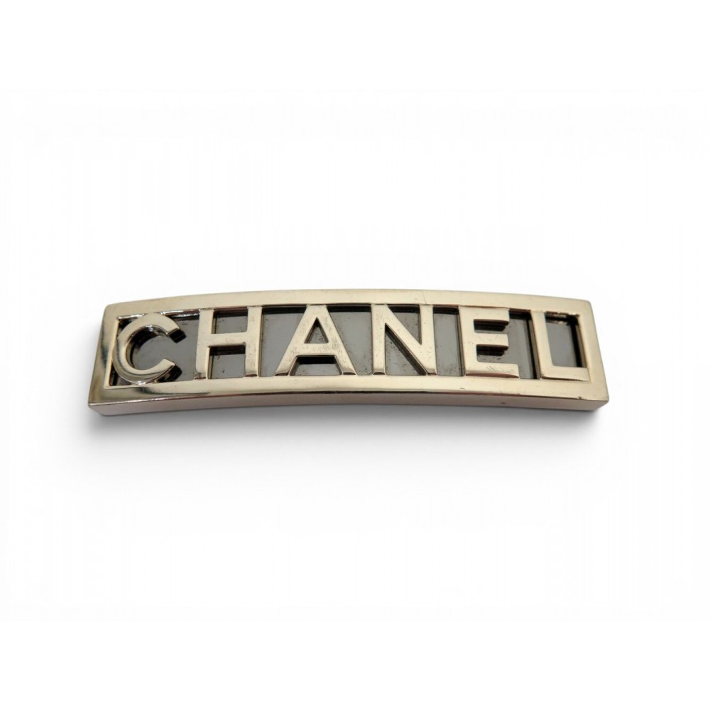ACCESSOIRE DE CHEVEUX CHANEL BARETTE LOGO METAL DORE ARGENTE HAIR ACCESSORY 850€