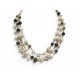 NEUF COLLIER CHANEL MULTI RANGS PERLES LOGO CC 37-51CM METAL DORE NECKLACE 1790€